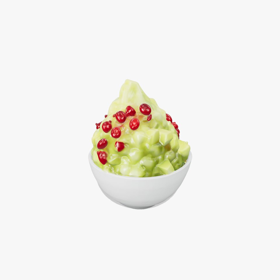 Korean Matcha Bingsu Dessert 3D Model Pack